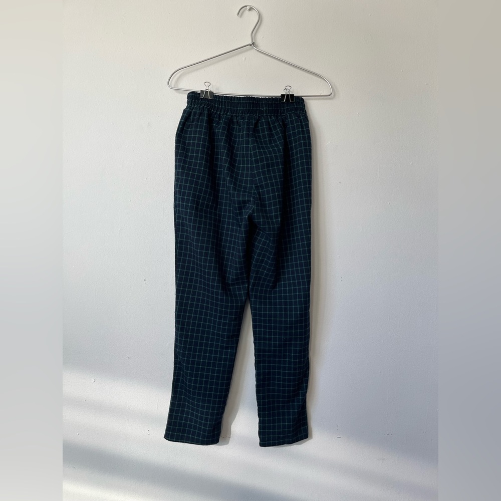 Navy Green Checkered Pants Trousers